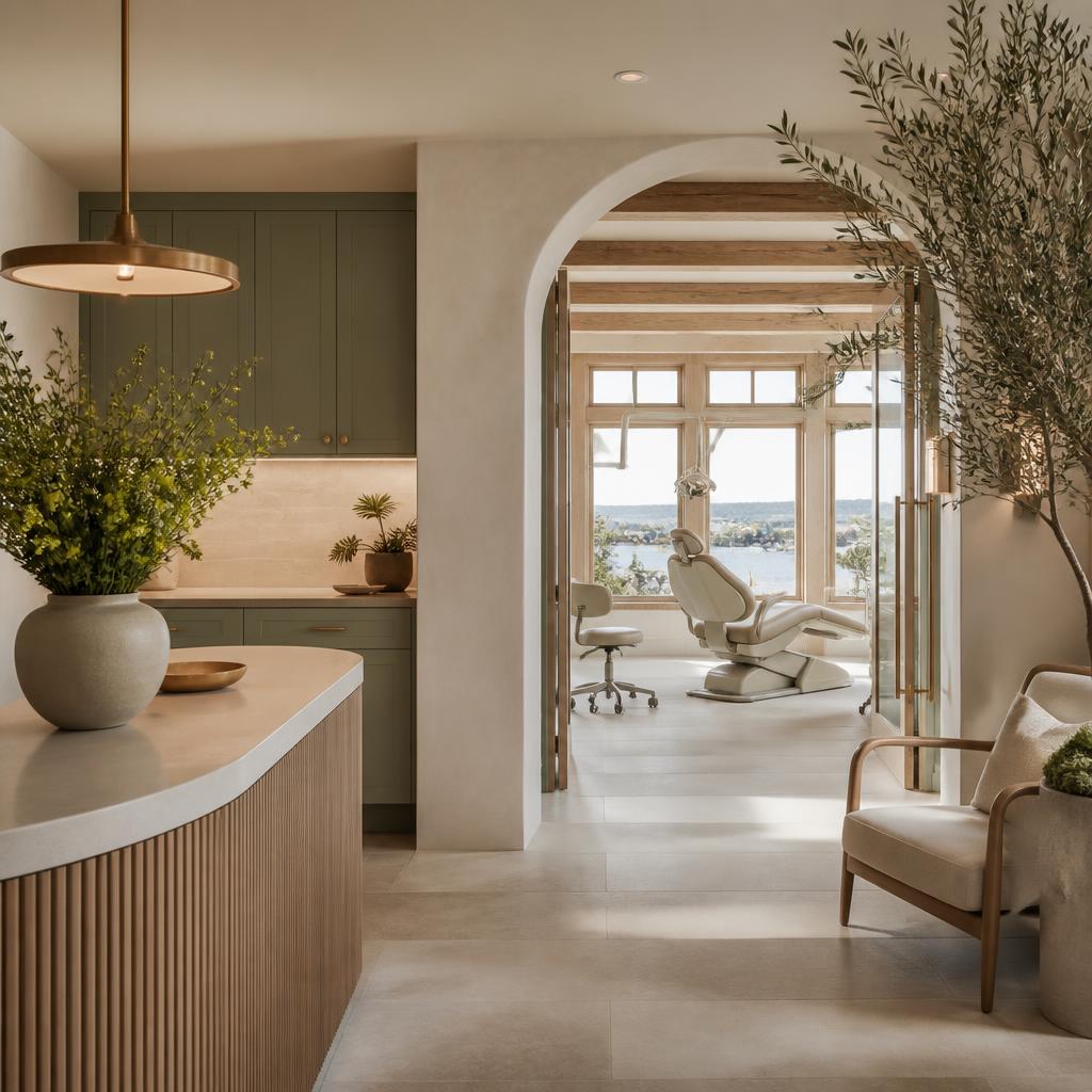 Independent dental practice interior with warm contemporary finishes
